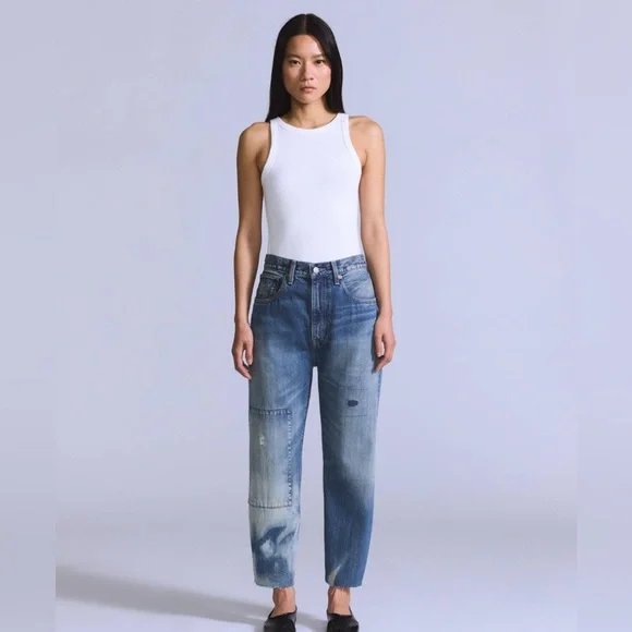 Women's LEVI'S BLUE TAB Barrel Patch & Repair Jeans Sz 25 $295 ~ Made in Japan - Picture 1 of 8